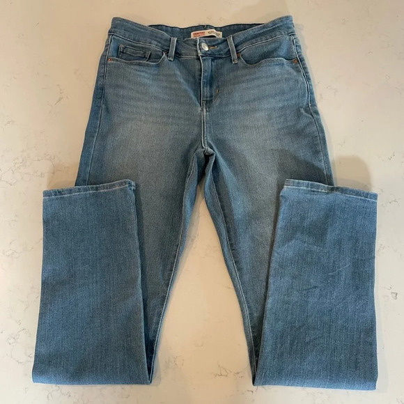 Levi Strauss Signature Mid Rise Straight 5 Pocket Lt Wash Jeans Blue 28"x32"L - Picture 12 of 12